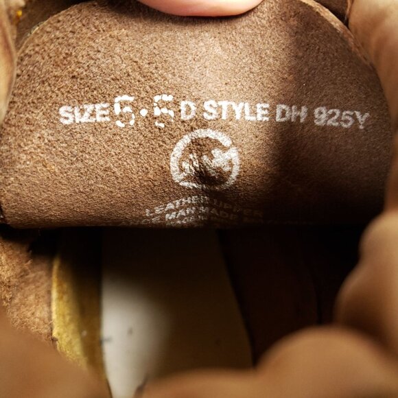 Youth Lace-Up Ankle Boots With Rugged Rubber Sole Size 5.5 D Brown Leather - Picture 9 of 9